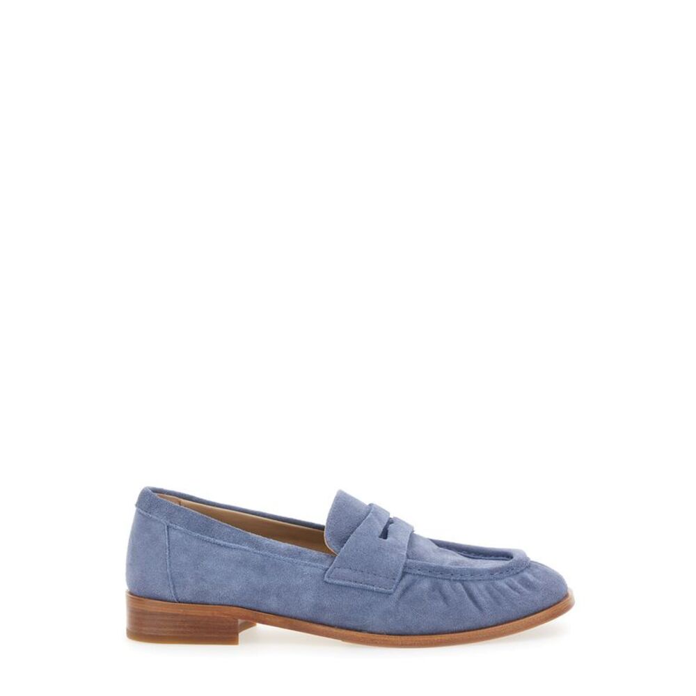Strategia Women Blue "Revue" Loafers With Rounded Toe In Leather Women